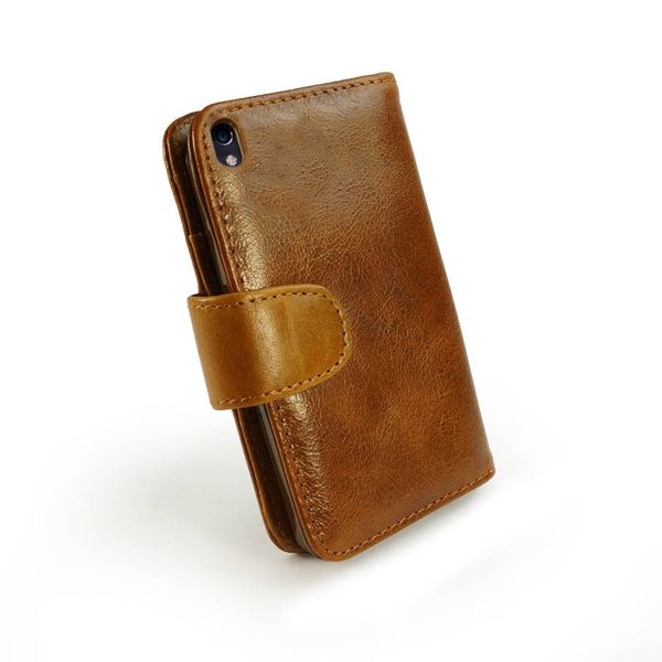 Tuff-Luv Vintage Leather Wallet Case Cover for Huawei Ascend P6 - Brown