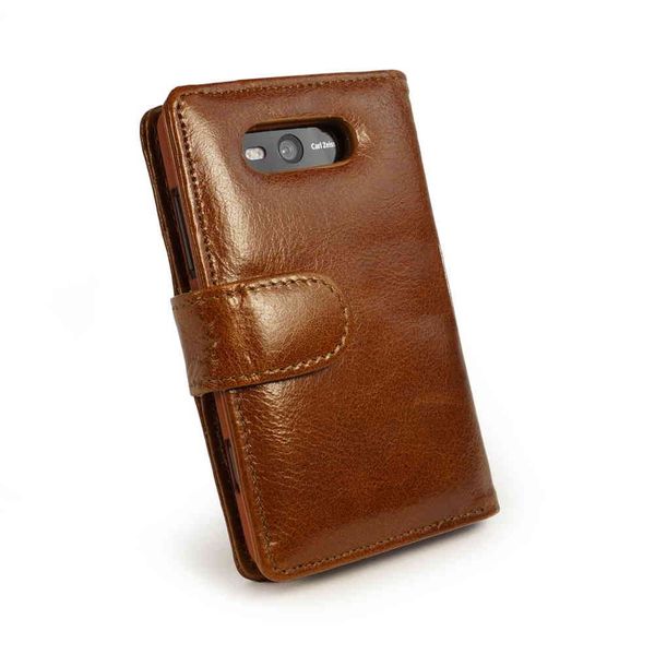 Tuff-Luv Vintage Leather Wallet Style Case Cover for Nokia 820 - Brown