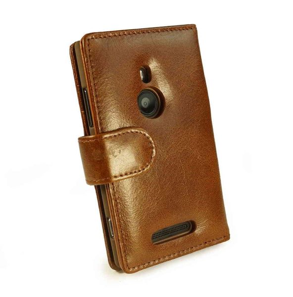 Tuff-Luv Vintage Leather Wallet Style Case Cover for Nokia 925 - Brown