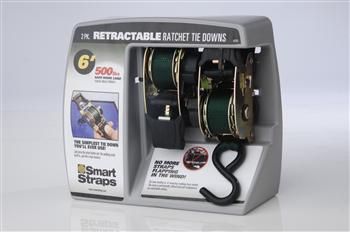 SmartStraps - 1.8m Retractable Ratchet Tie Downs - Green - 2 Pack