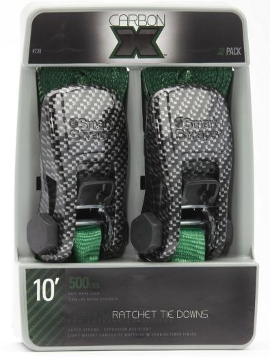 SmartStraps - 3m CarbonX Ratchet Tie Down - Green - 2 Pack