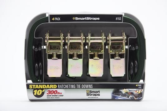 SmartStraps - 3m Standard Ratchet Tie Downs - Green - 4 Pack