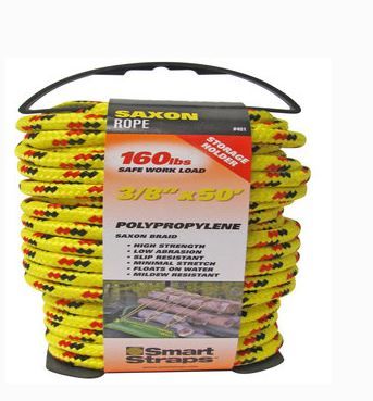 Smart Straps - 9.5mm x 15m Polypropylene Saxon Rope - Yellow