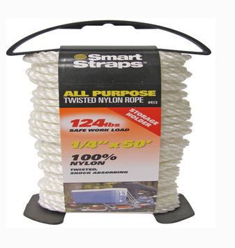 Smart Straps - 6.5mm x 15m Twisted Nylon Rope - White
