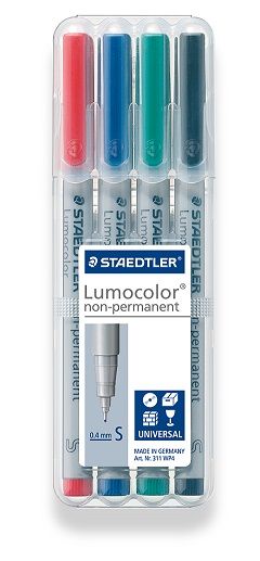 Staedtler Lumocolor 4 Non-Permanent Superfine Markers - Assorted
