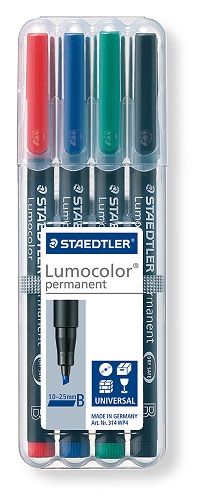 Staedtler Lumocolor Broad Permanent Marker - Assorted - 4 Pack