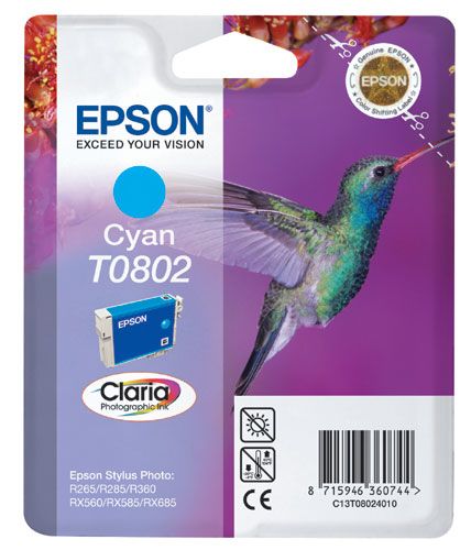 Epson T0802 Cyan Claria Photographic Ink Cartridge