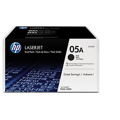 HP 05A Black Laser Toner Cartridges - Dual Pack