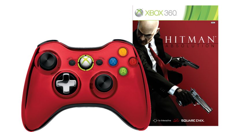 Official Xbox 360 Wireless Controller Chrome Red + Hitman (Xbox 360)