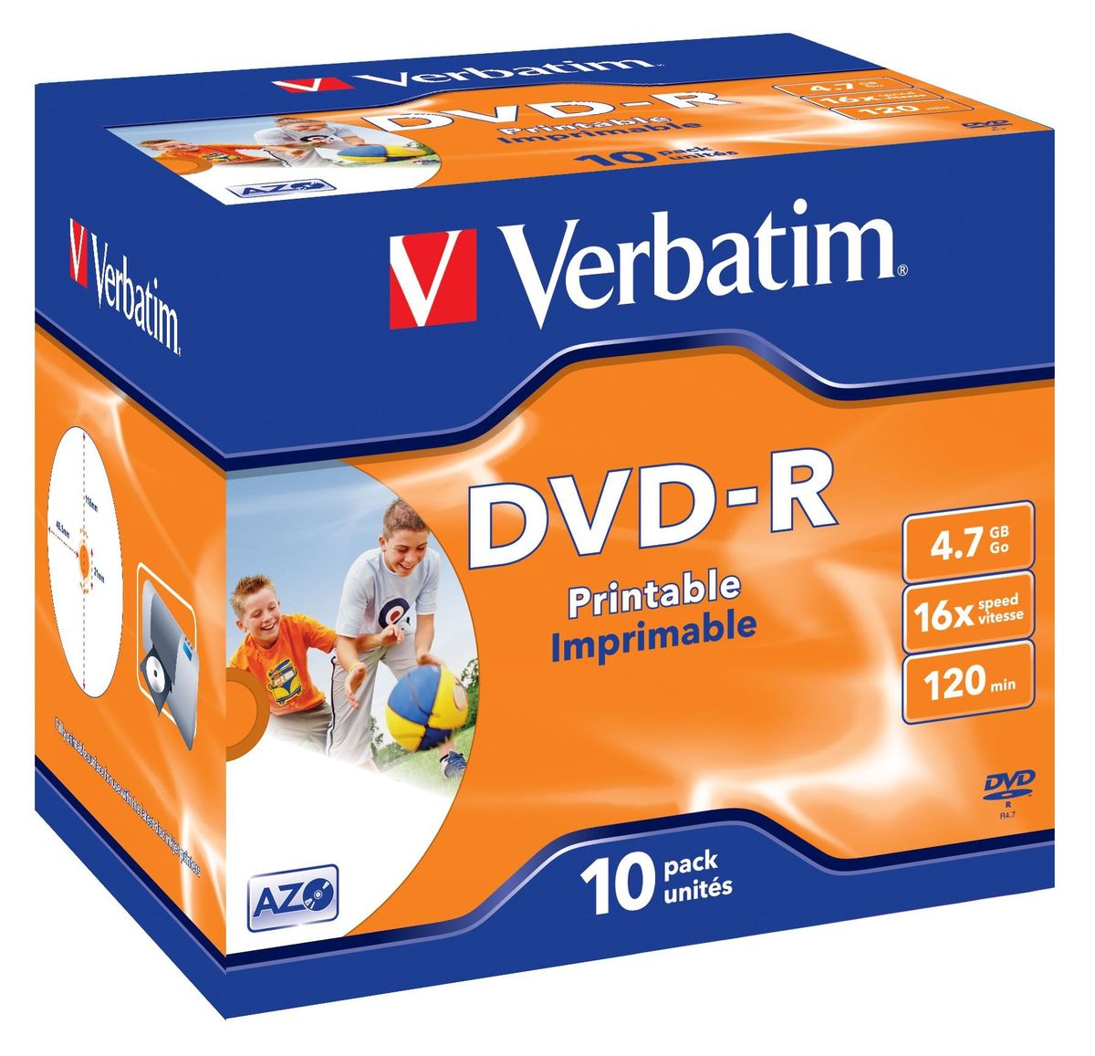 Verbatim - Printable DVD-R(16X) 4.7GB Jewel Case - 10 Pack | Shop