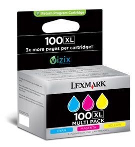 Lexmark 3-Pack 100XL Color (CMY) High Yield Return Program Ink Cartridges, 3x600