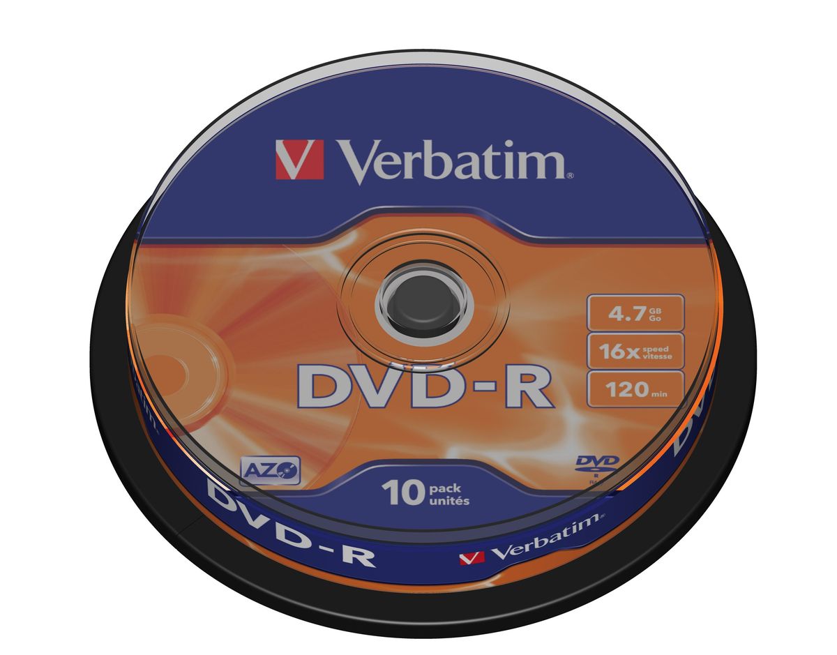Verbatim 4.7GB DVD-R (16x) Matt Silver Spindle - Box of 10 | Shop