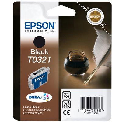 EPSON - Ink - T0321 - Twinpack (2 x Black) - QUILL - Stylus C70 / C70PLUS / C80 / C82 / CX5100 / CX5200 / CX53000 / CX5400