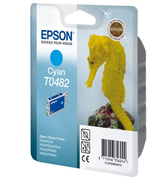 Epson T0482 Cyan Ink Cartridge (Sea Horse)