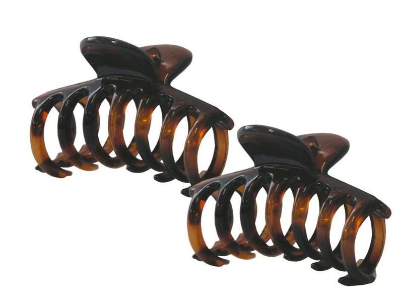 Chic 6cm Round Tooth Hair Clamp 2 Pack - Tortoise Shell