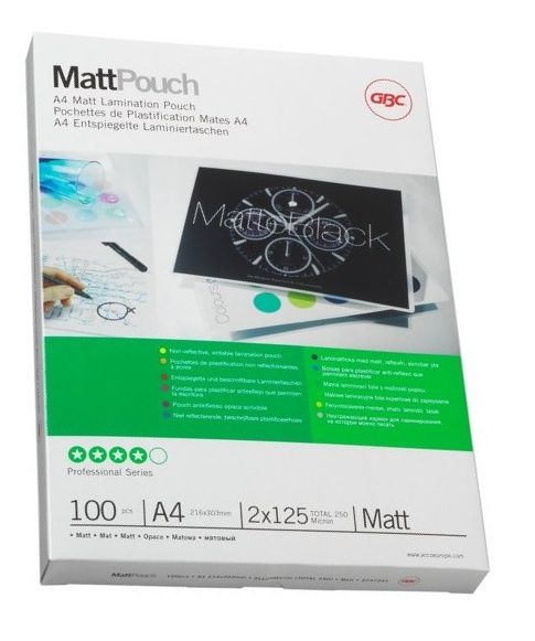 GBC Document Matt Laminating Pouches - A4 150micron (100 Pack)