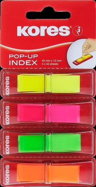 Kores Pop Up Film Index Tabs, 45 x 12mm, Assorted Colours