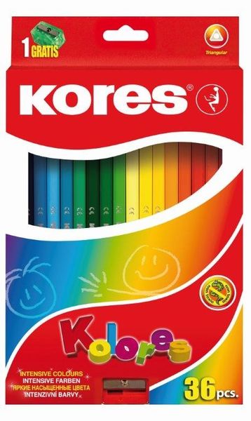 Kores Kolores 36 Triangular Coloured Pencils and 1 Sharpener