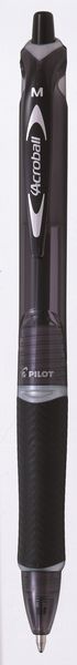 Pilot Acroball Retractable Medium Pen - Black (Pack of 10)