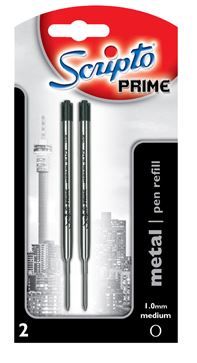 Scripto Prime Metal Refill Medium Black Ink (Blister of 2)