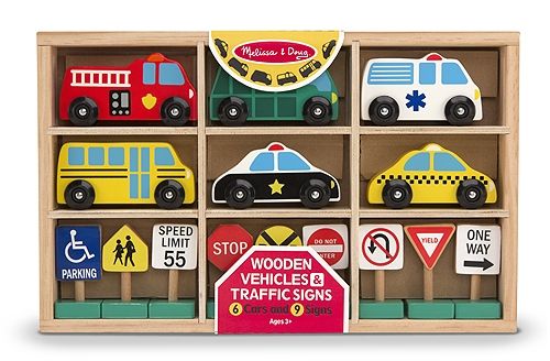 Melissa &amp; Doug Wooden Vehicles and Traffic Signs