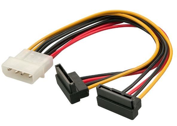 Lindy Molex White Male 2X SATA Black Fat Splitter Image