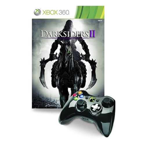 Official Xbox 360 Wireless Black Chrome Controller + Darksiders 2 Game (Xbox 360)