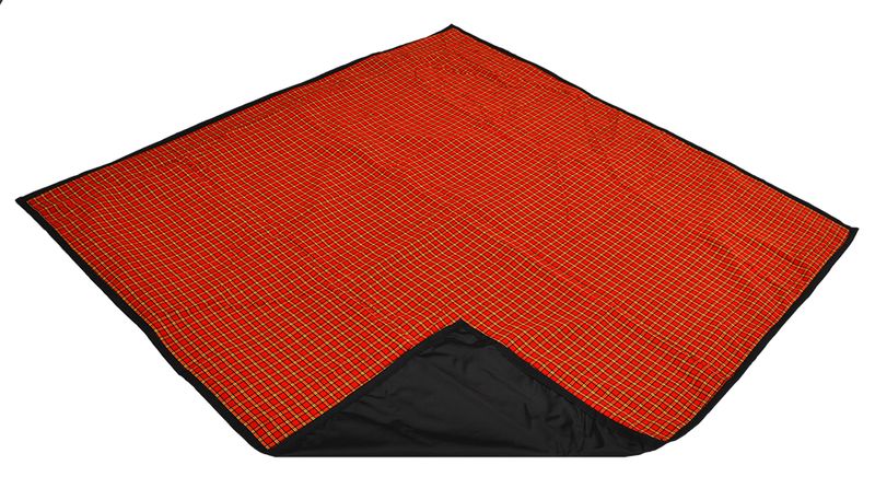 Dial-a-Picnic - Striped Picnic Blanket With Carry Bag - Red, Black And Yellow