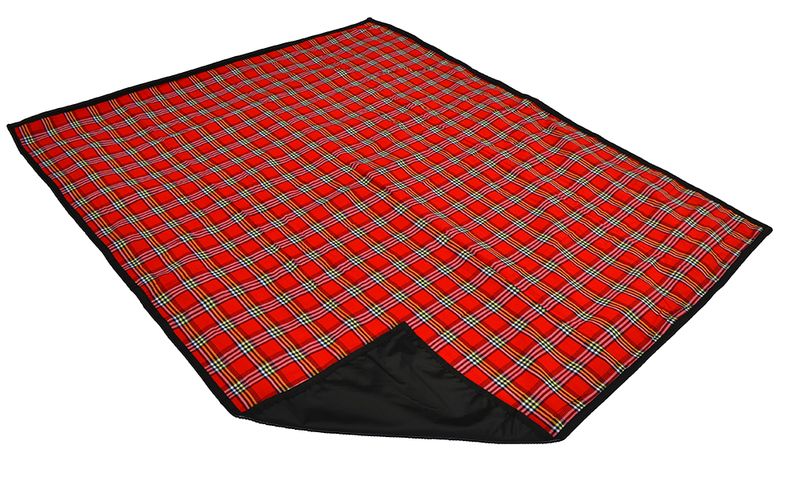 Dial-a-Picnic - Checked Blanket With Carry Handle - Red, Yellow, Black &amp; White