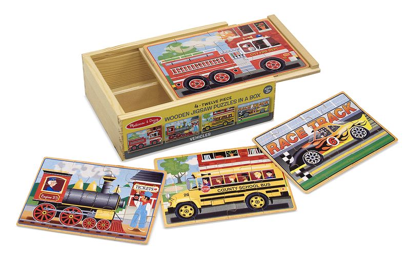 Melissa &amp; Doug Vehicle Puzzles in a Box - 12 Piece