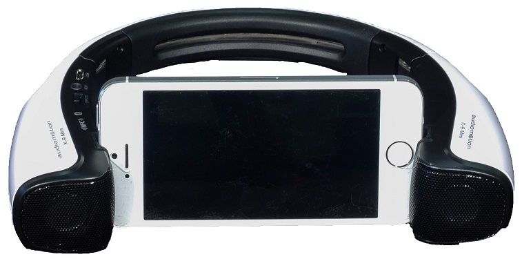 Audiomotion Wireless Bluetooth Cell Phone Speaker Stand - White