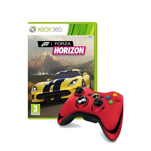 Official Xbox 360 Wireless Red Chrome Controller + Forza Horizon Game (Xbox 360)