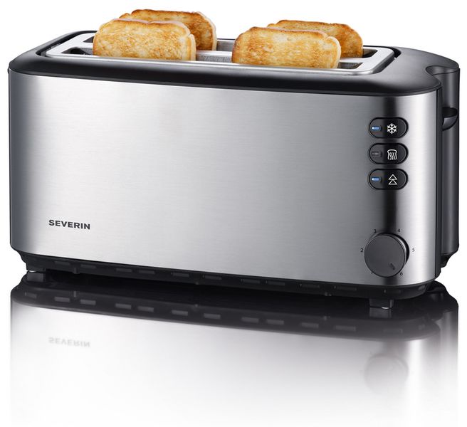 Severin - Stainless Steel 4 Slice Long Slot Toaster - Black