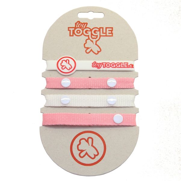 ToyToggle - Baby Toy Straps for Girls - Pink and White