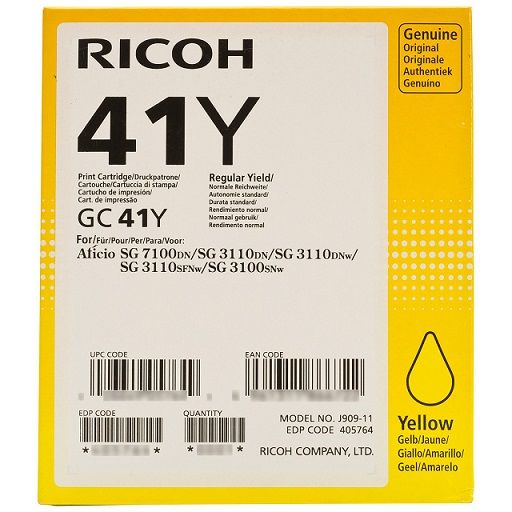 Ricoh GC 41Y Yellow Gel Ink Cartridge