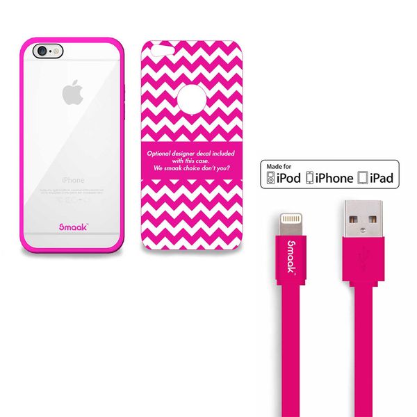 Smaak 1.2m Lightning Cable Pink Plus Case for iPhone 6 Pink