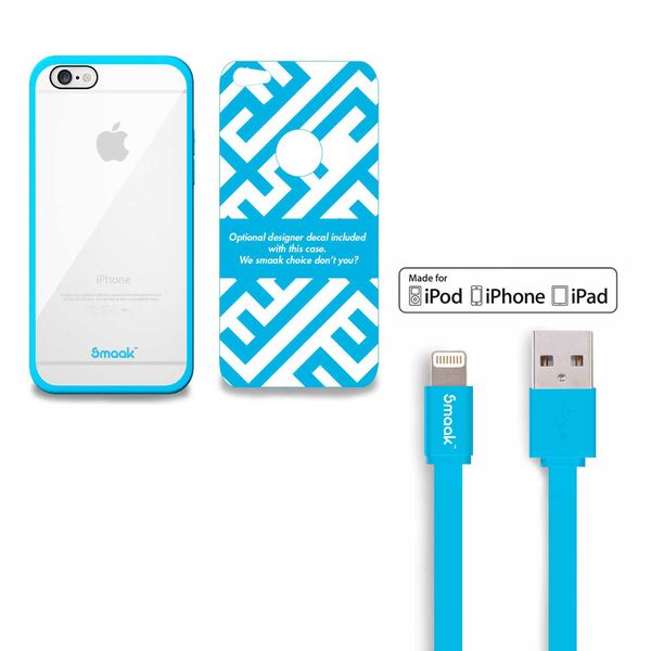 Smaak 1.2m Lightning Cable Blue Plus Case for iPhone 6 Blue