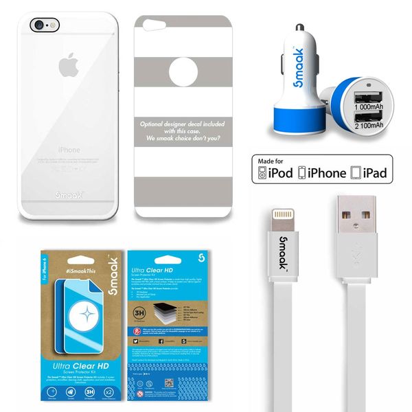 Smaak 1.2m Lightning Cable - White + Case for iPhone 6 - White