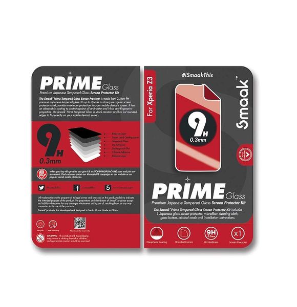 Smaak PRIME Tempered Glass Screen Protector Kit For Xperia Z3