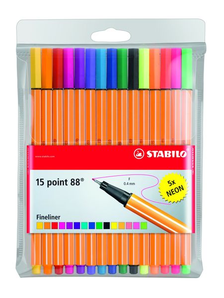 Stabilo Point 88 Fineliners (Wallet of 15)