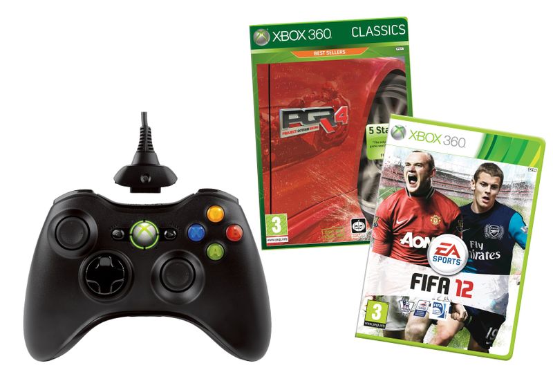 Xbox Wireless Controller + Play&amp;Charge kit + 2 Games (Xbox360)