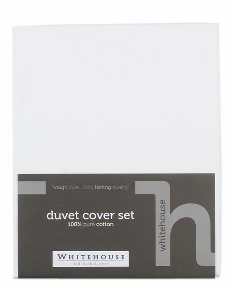 Whitehouse - 205TC Pure Cotton Duvet Cover Set With Studs - White