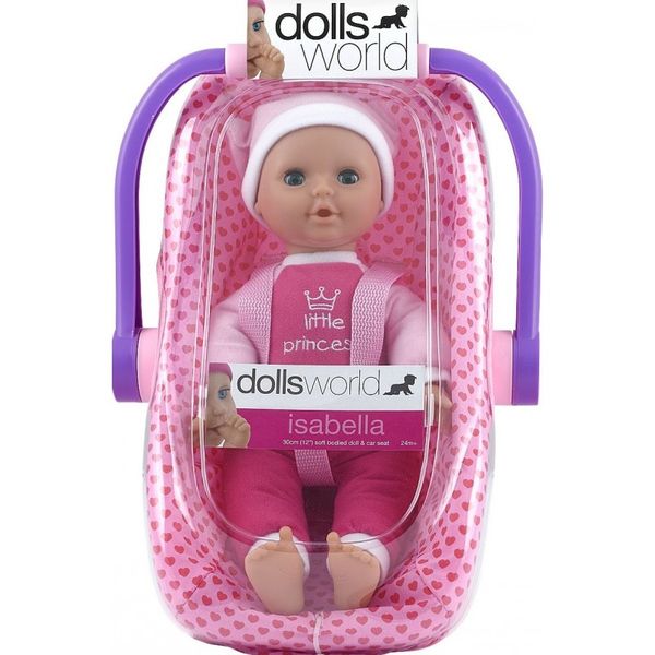Dolls world 30cm Isabella Doll In Car Seat