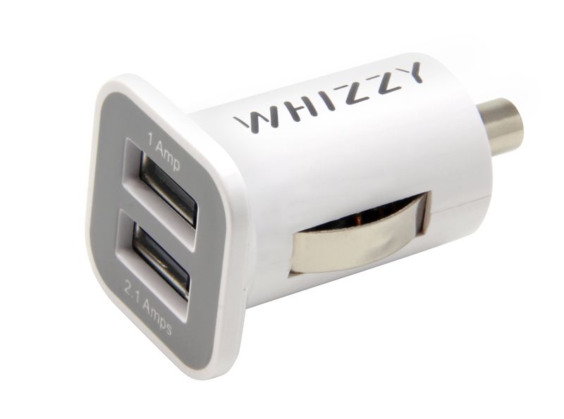 Whizzy Double USB Car Charger - White