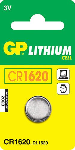 GP Batteries 3V CR1620 Lithium Coin BatteryGP Batteries 3V CR1620 Lithium Coin Battery Single Card