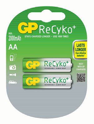 GP AA 1.2V 2100 mAh NiMH Rechargeable Batteries - Pack of 2