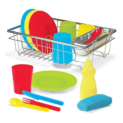 Melissa &amp; Doug Lets Play House Wash &amp; Dry Dish Set