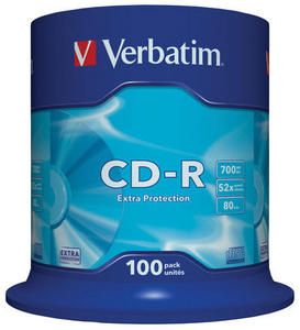 VERBATIM - 700MB - CD-R (52X) - EXTRA PROTECTION NON AZO, SPINDLE (100)