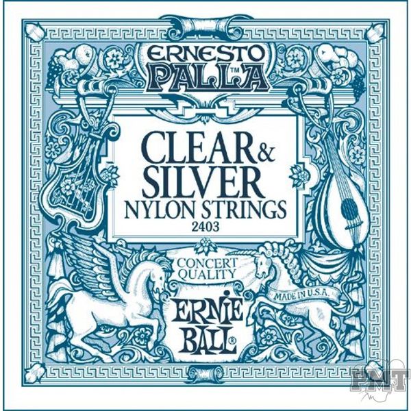 Ernie Ball 2403 Ernesto Palla Nylon Clear &amp; Silver Classical Tie On Set