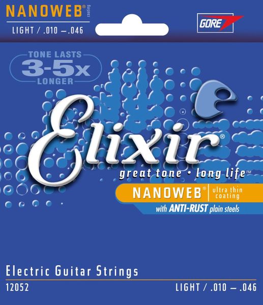 Elixir 12052 Nanoweb Nickel Plated Light Electric Guitar Strings (10-46)